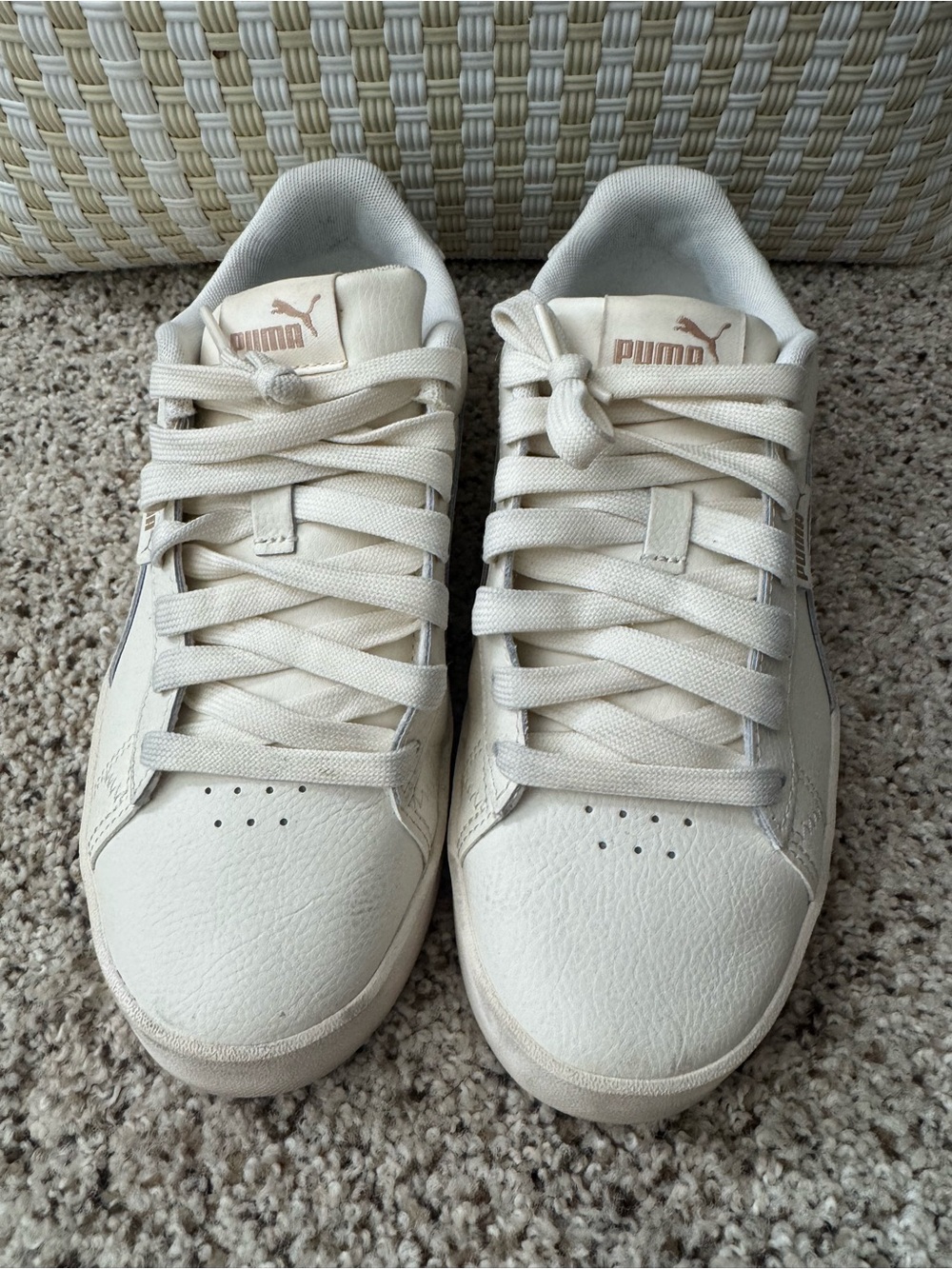 Puma Cream Leather Low-Top Sneakers